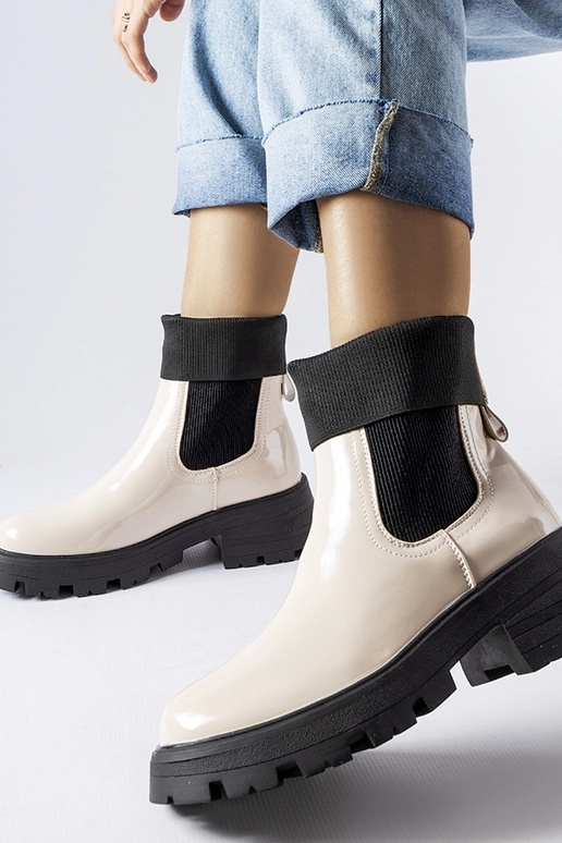 Beżowe wsuwane botki workery Breolungi