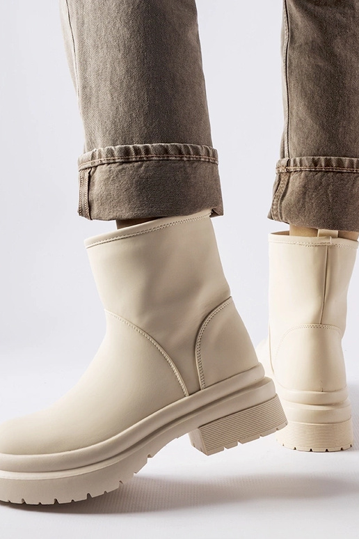 Beżowe gumowe ocieplane botki Clotilde