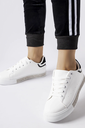 Biało-czarne sneakersy z cyrkoniami Dina