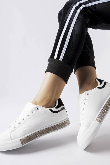 Biało-czarne sneakersy z cyrkoniami Dina 2