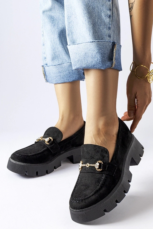 Czarne mokasyny z klamerką i...