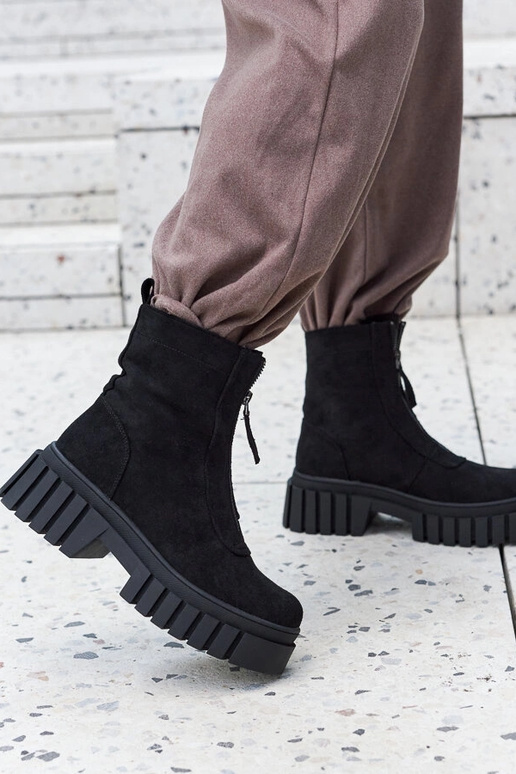 Black patent leather strada boots