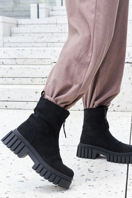 Black patent leather strada boots