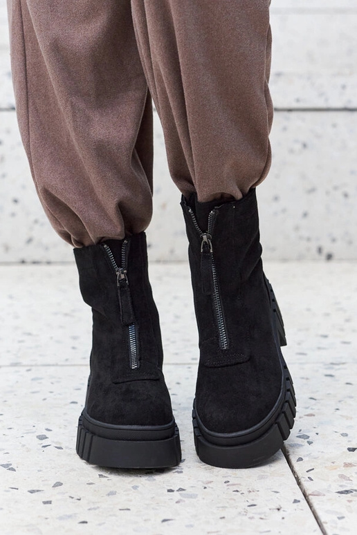 Black patent leather strada boots