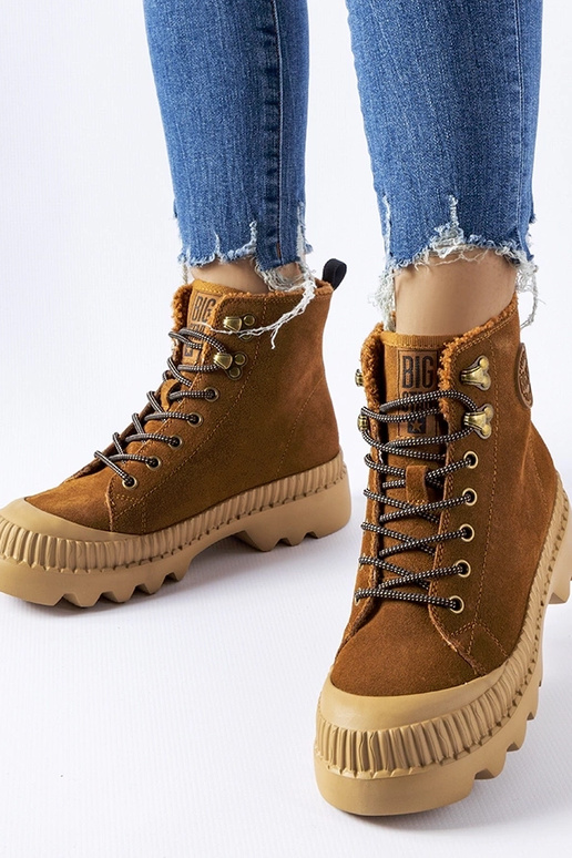 Brązowe skórzane workery BIG STAR... Brązowe skórzane workery BIG STAR...