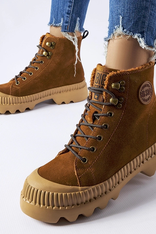 Brązowe skórzane workery BIG STAR... Brązowe skórzane workery BIG STAR...