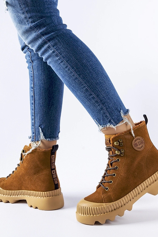 Brązowe skórzane workery BIG STAR... Brązowe skórzane workery BIG STAR...