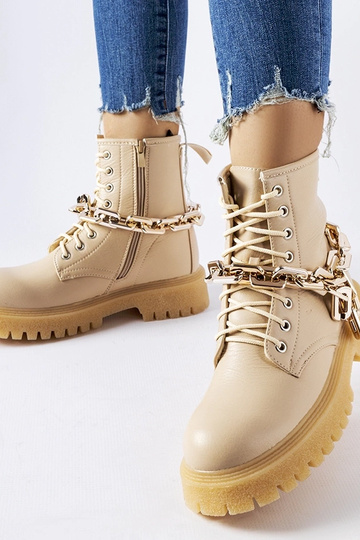 Beige insulated boots with...