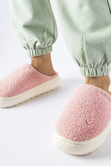 Różowe ocieplane kapcie Big...