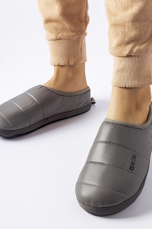 Grey slippers with fur insulated Valle