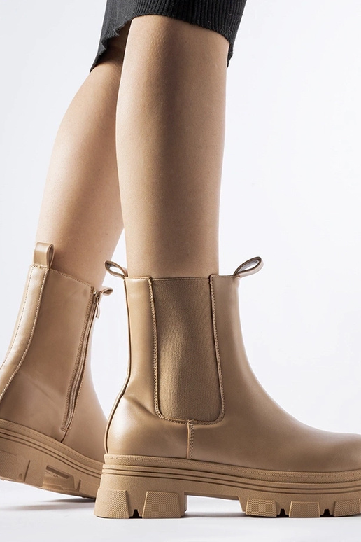 Beżowe botki na platformie Placido Beżowe botki na platformie Placido
