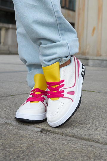 Biało-różowe sneakersy z żółtym językiem Archie 2