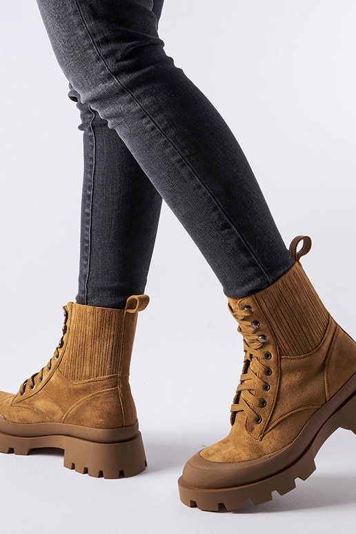 Brązowe botki z eko-zamszu Orson