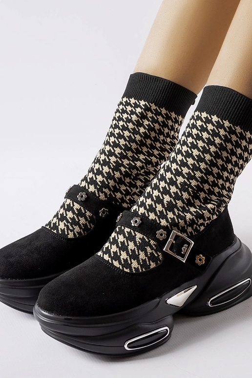 Czarne botki w pepitkę Ivana