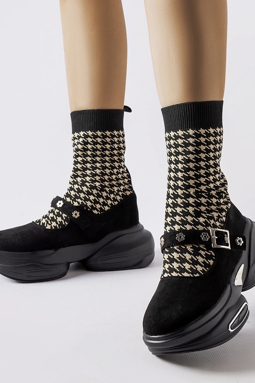 Czarne botki w pepitkę Ivana