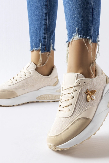 Beżowo-białe sneakersy z...