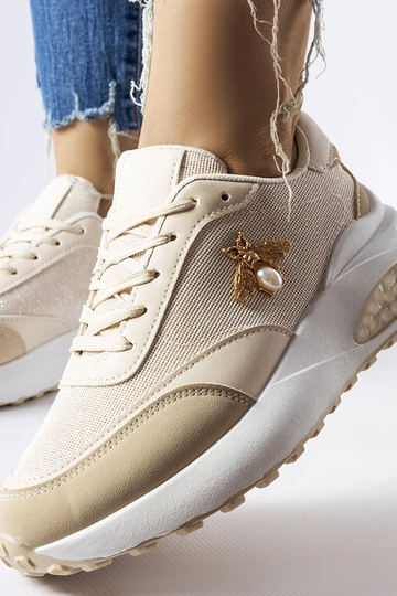 Beżowo-białe sneakersy z ozdobną nitką Acciano 2