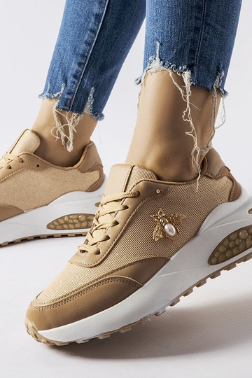 Brązowo-białe sneakersy z...