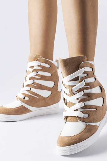 Biało-beżowe sneakersy na koturnie Pantaleone 2