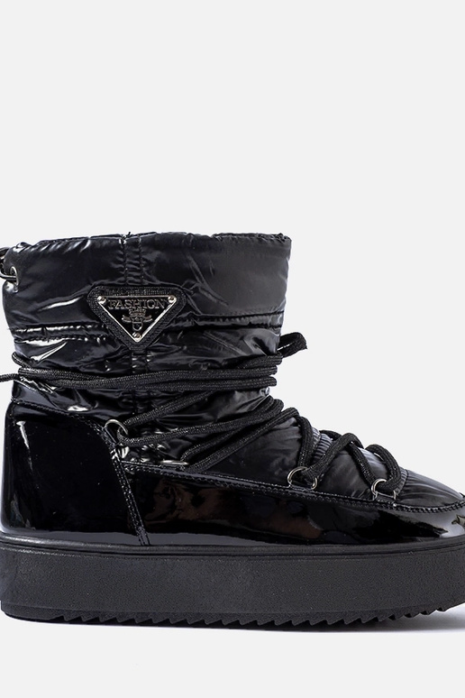 Czarne lakierowane śniegowce z gumką...