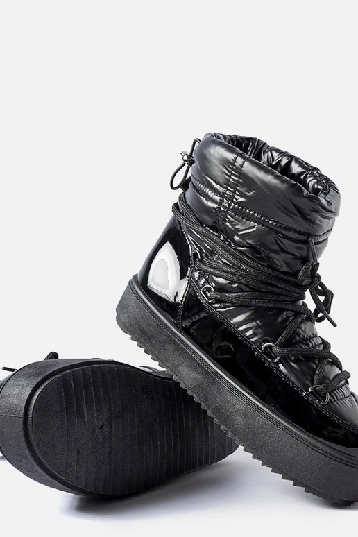 Czarne lakierowane śniegowce z gumką...