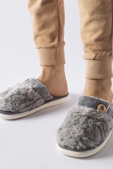 Black slippers with fur...