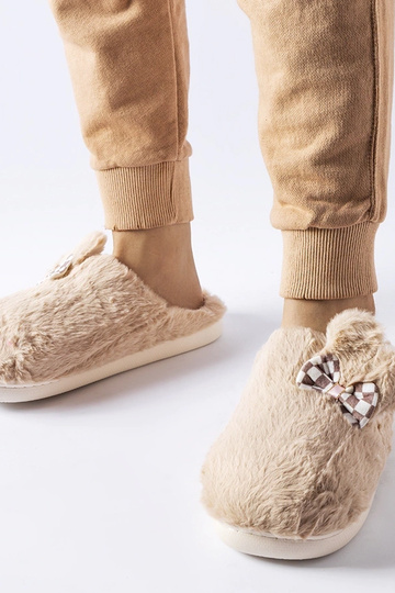 Black slippers with fur...