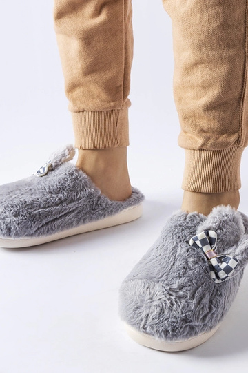 Black slippers with fur...