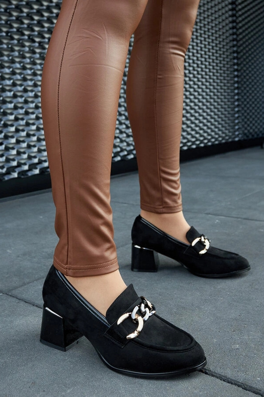 Czarne czółenka na klocku eko-zamsz... Czarne czółenka na klocku eko-zamsz...