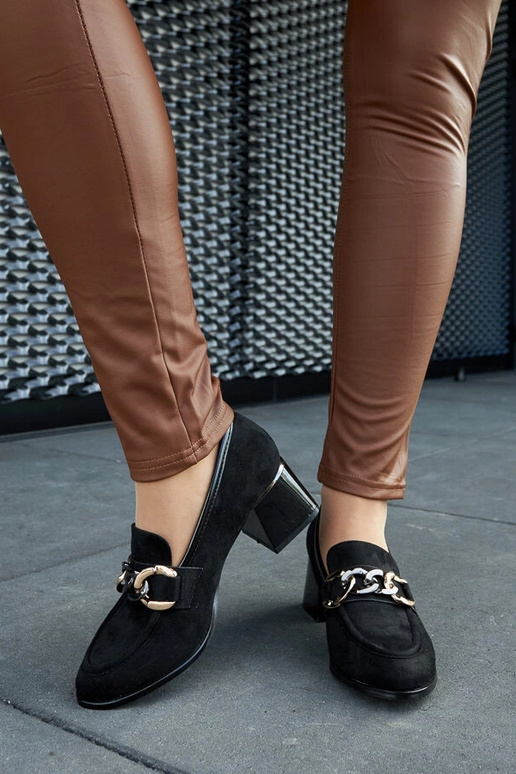 Czarne czółenka na klocku eko-zamsz... Czarne czółenka na klocku eko-zamsz...