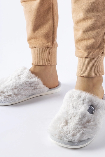 Black slippers with fur...
