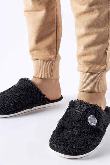 Black slippers with fur...