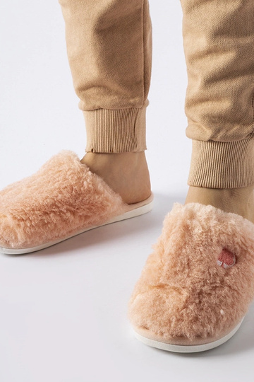 Black slippers with fur...
