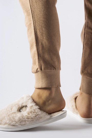 Black slippers with fur...