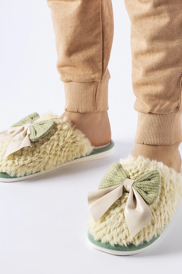 Black slippers with fur...