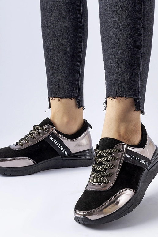 Czarno-szare skórzane sneakersy...