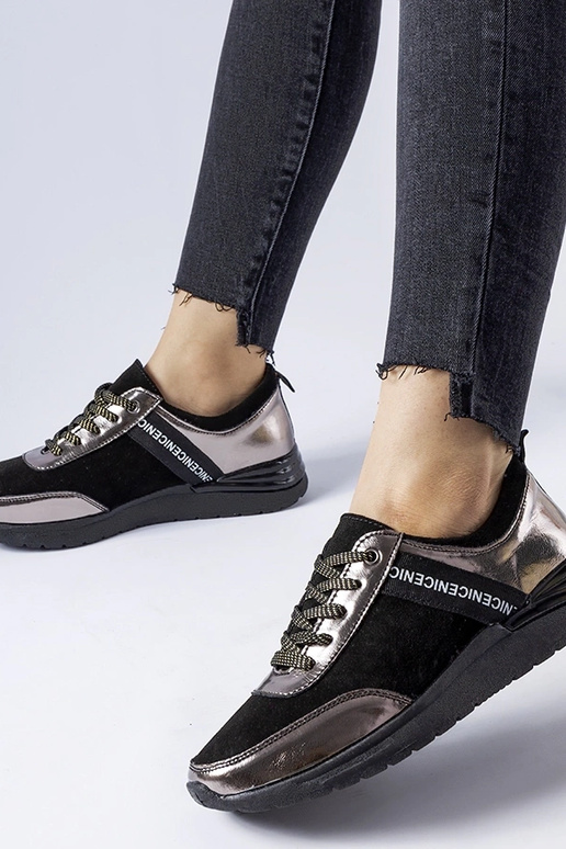 Czarno-szare skórzane sneakersy...