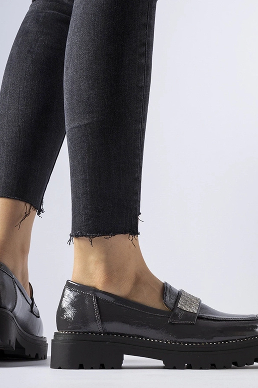 Ciemnoszare lakierowane mokasyny Fecteau Ciemnoszare lakierowane mokasyny Fecteau