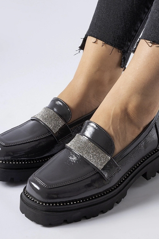 Ciemnoszare lakierowane mokasyny Fecteau Ciemnoszare lakierowane mokasyny Fecteau