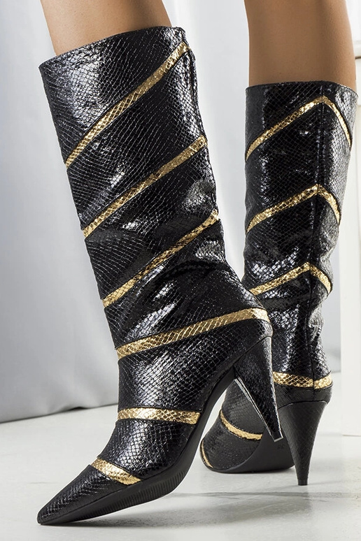 Czarno złote ocieplane kozaki Nevzo... Czarno złote ocieplane kozaki Nevzo...