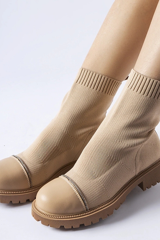 Brązowe skarpetowe botki z cyrkoniami... Brązowe skarpetowe botki z cyrkoniami...