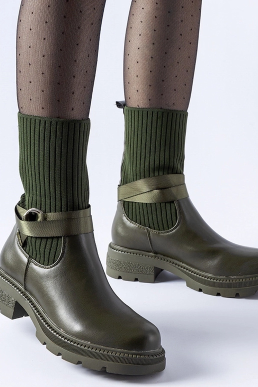 Ciemnozielone skarpetowe ocieplane...