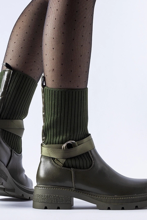 Ciemnozielone skarpetowe ocieplane...