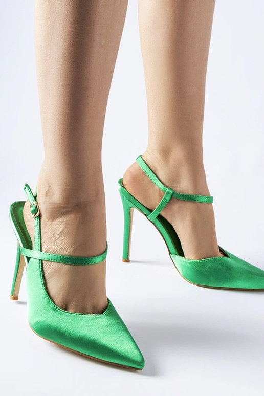 Zielone szpilki z odkrytą piętą Aquilone