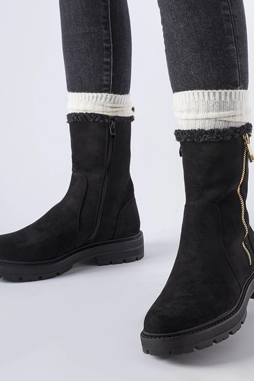 Czarne ocieplane botki z zamkiem... Czarne ocieplane botki z zamkiem...