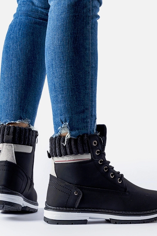 Czarne ocieplane matowe workery Fernando