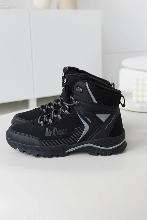 Czarne ocieplane męski trapery...