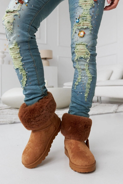 Brązowe ocieplane futerkiem śniegowce...