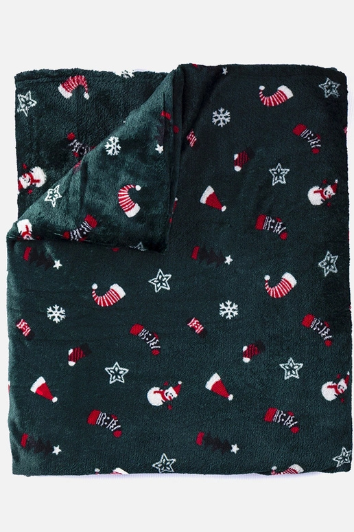 Zielony koc w świąteczne wzory Dublin