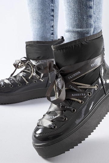 Szare lakierowane śniegowce... 2